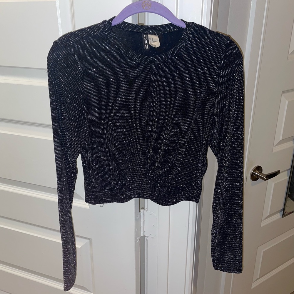 Long sleeve sparkly crop top